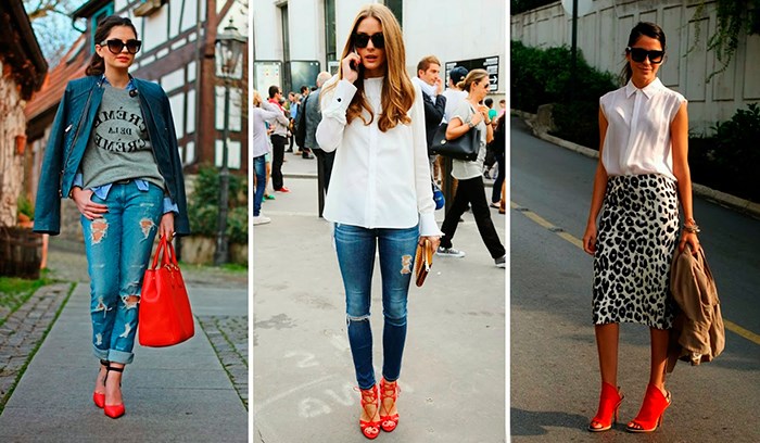 С чем носить красные туфли: яркие и смелые