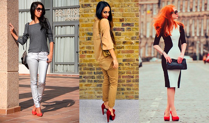 С чем носить красные туфли: яркие и смелые