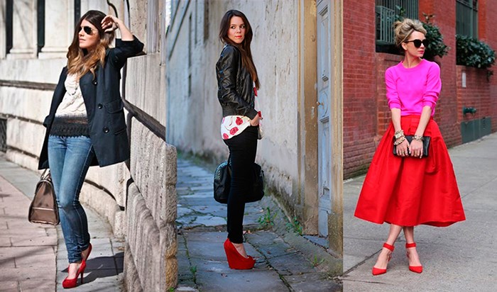 С чем носить красные туфли: яркие и смелые