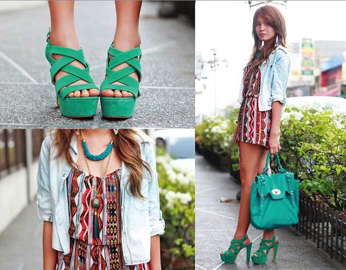 С чем носить зеленые туфли летом и осенью С чем носить зеленые туфли летом и осенью