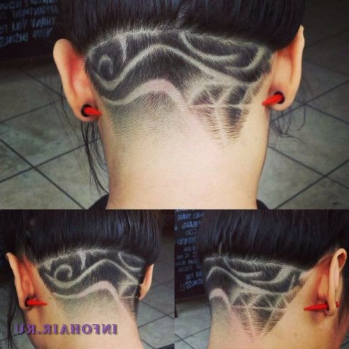 Выбритые узоры на затылке. Идеи оригинальной внешности